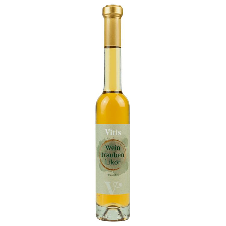 Eine 250ml Flasche Weintraubenlikör von Vitis.