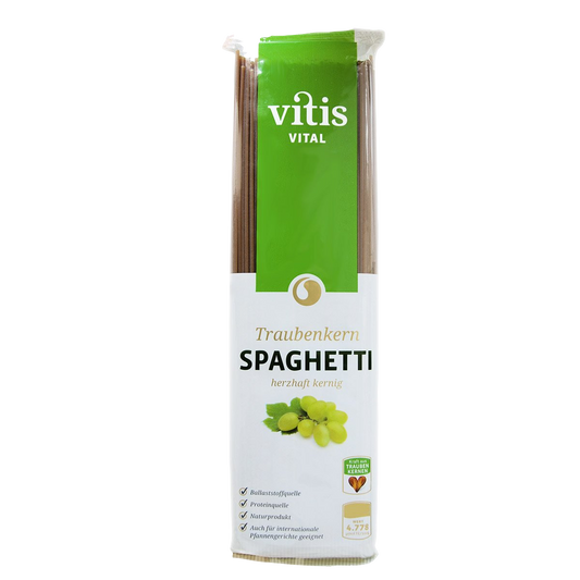 eine Packung Traubenkern Spaghetti von der Firma Vitis Traubenkern GmbH