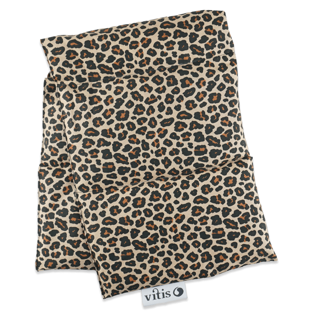 Ein großes Traubenkernkissen im Leopardenmuster von der Firma Vitis Traubenkern GmbH.