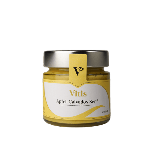 Ein Glas Apfel Calvados Senf der Firma Vitis Traubenkern GmbH
