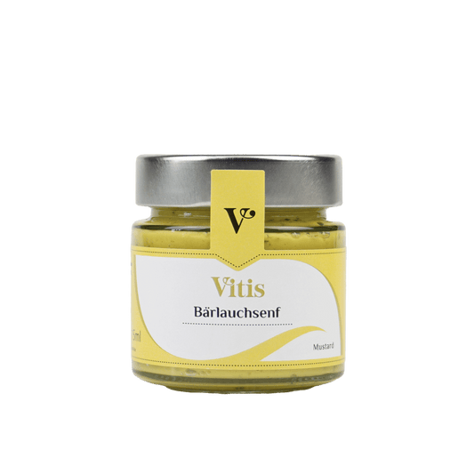 Ein Glas 115ml Bärlauchsenf von der Firma Vitis Traubenkern GmbH.