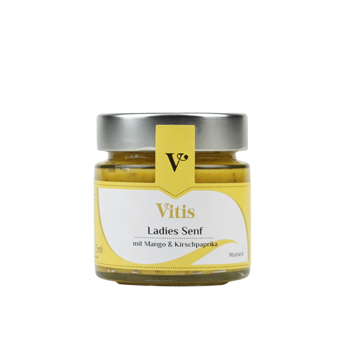 Ein 115ml Glas Ladies Senf mit Mango und Kirschpaprika der Firma Vitis Traubenkern GmbH.