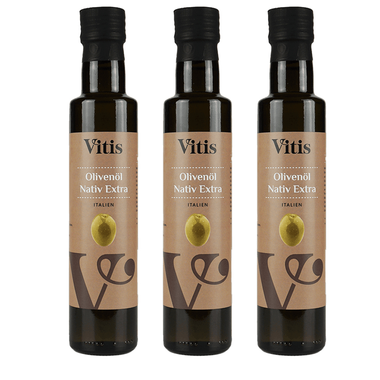 3 Flaschen a 250ml kaltgepresstes italienisches Olivenöl nativ extra von Vitis24.