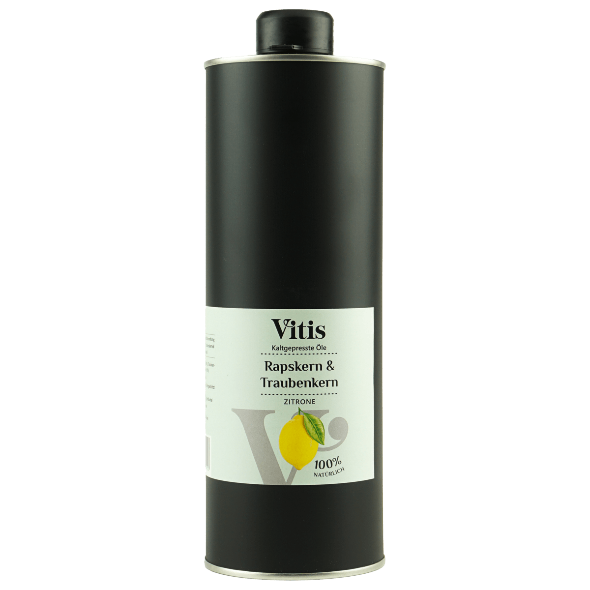 Eine 1 Liter Dose Raps- & Traubenkernöl Zitrone von der Firma Vitis Traubenkern GmbH.