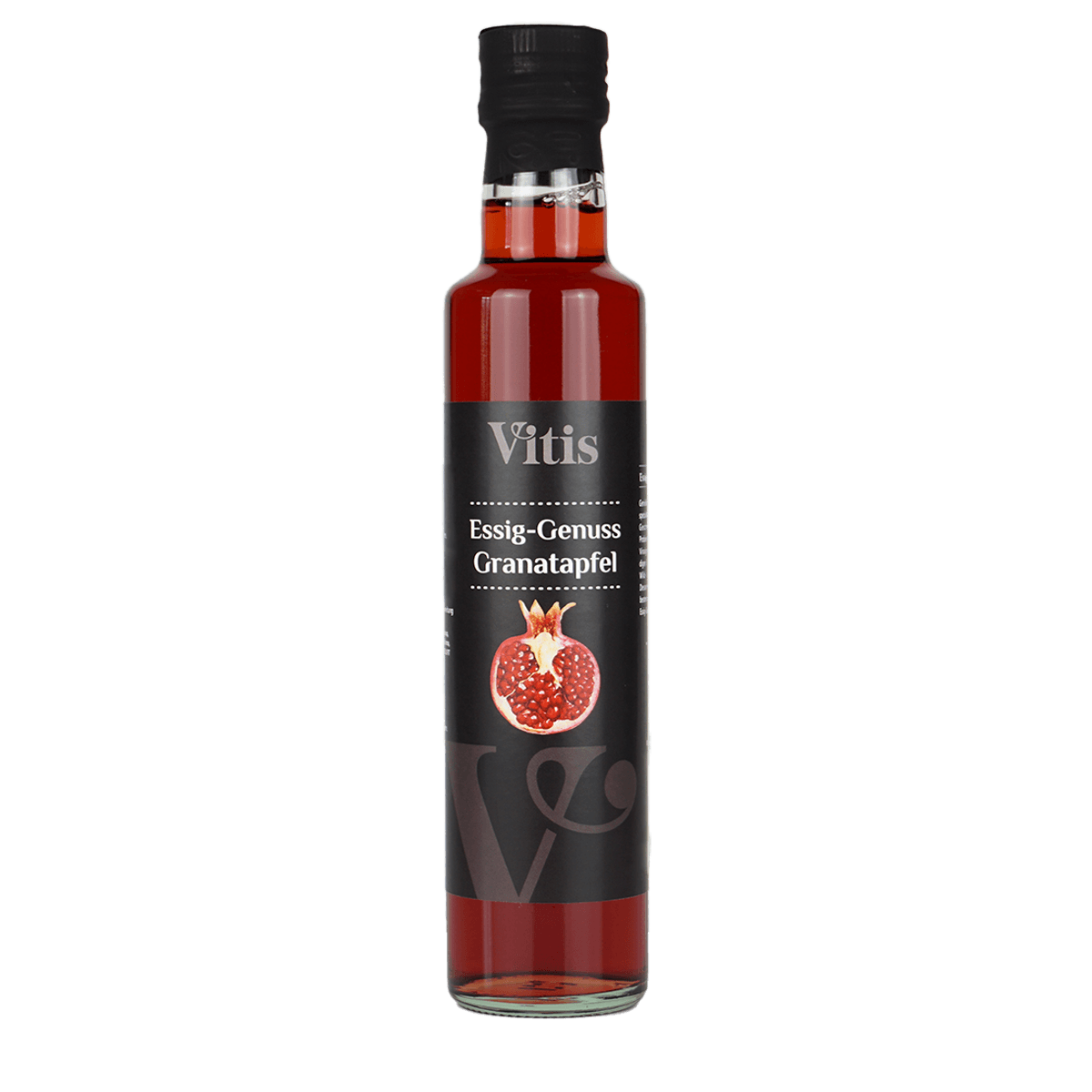 Eine Flasche 250ml Granatapfel Fruchtessig von der Firma Vitis Traubenkern GmbH.